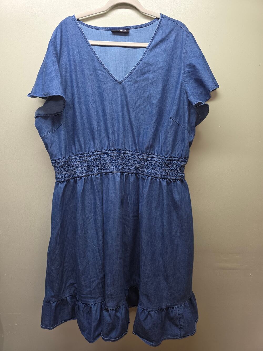 Lane Bryant Ruffled Denim Midi Dress Women's Size 26